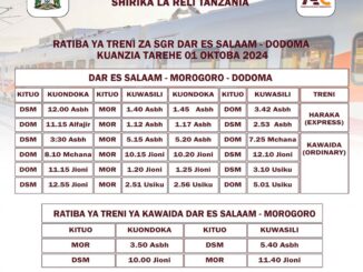 Ratiba ya Treni ya SGR :SGR Train Schedule from Dar Es Salaam to Dodoma